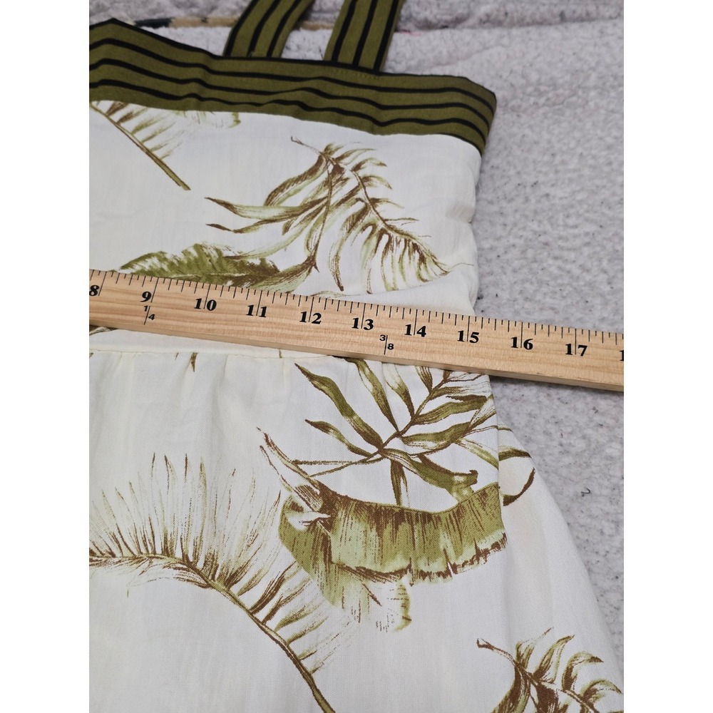 By The River Tropical Palm Print Tiered Midi Dress Olive Green Cream Medium - Picture 7 of 13